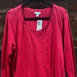 Red long sleeve pullover top